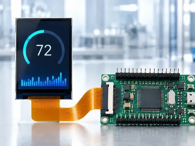 Small TFT module connected to a microcontroller development board