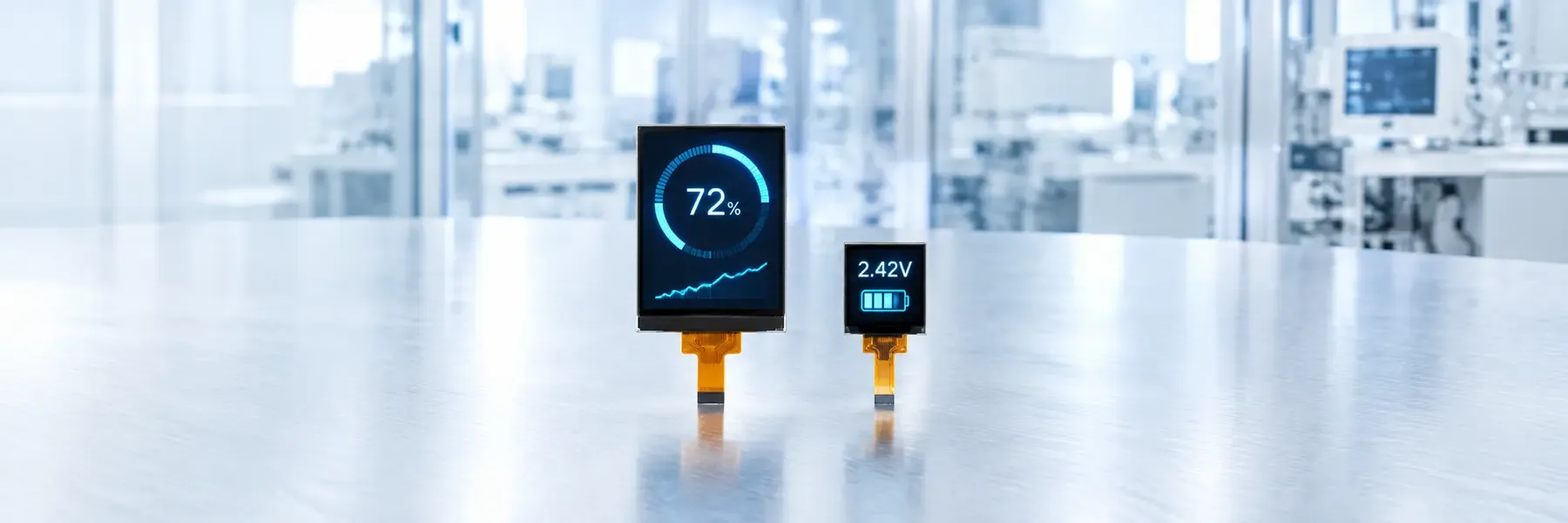 Small display module with a thin SPI ribbon cable