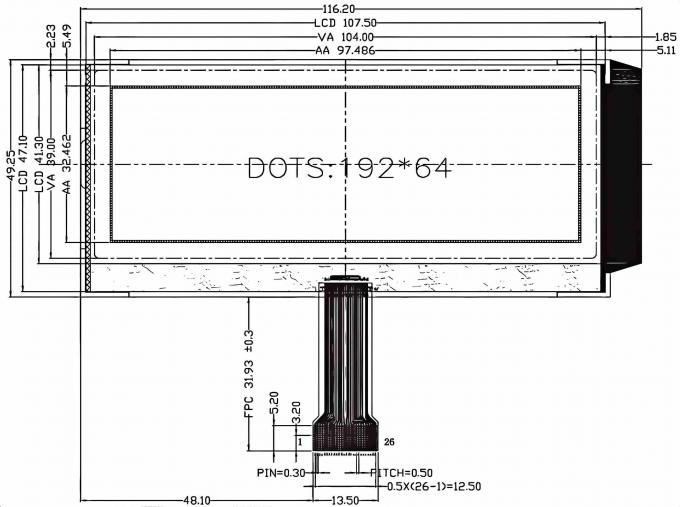 Mechanical drawing for JM-PL042-LG19264