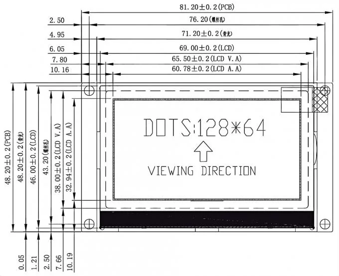3 Inch Graphic LCD Display 3.3V Sunlight Readable LCD Display 128x64 - detail photo 2